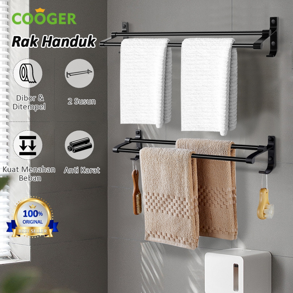 Jual Cooger Jemuran Handuk Towel Hanger Rak Kamar Mandi Serbaguna Alumunium Rak Jemuran Handuk