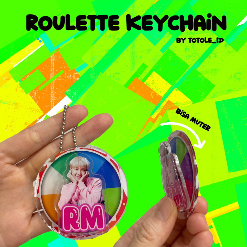 Jual spinning keychain / roulette keychain / spinning magnet keychain ...