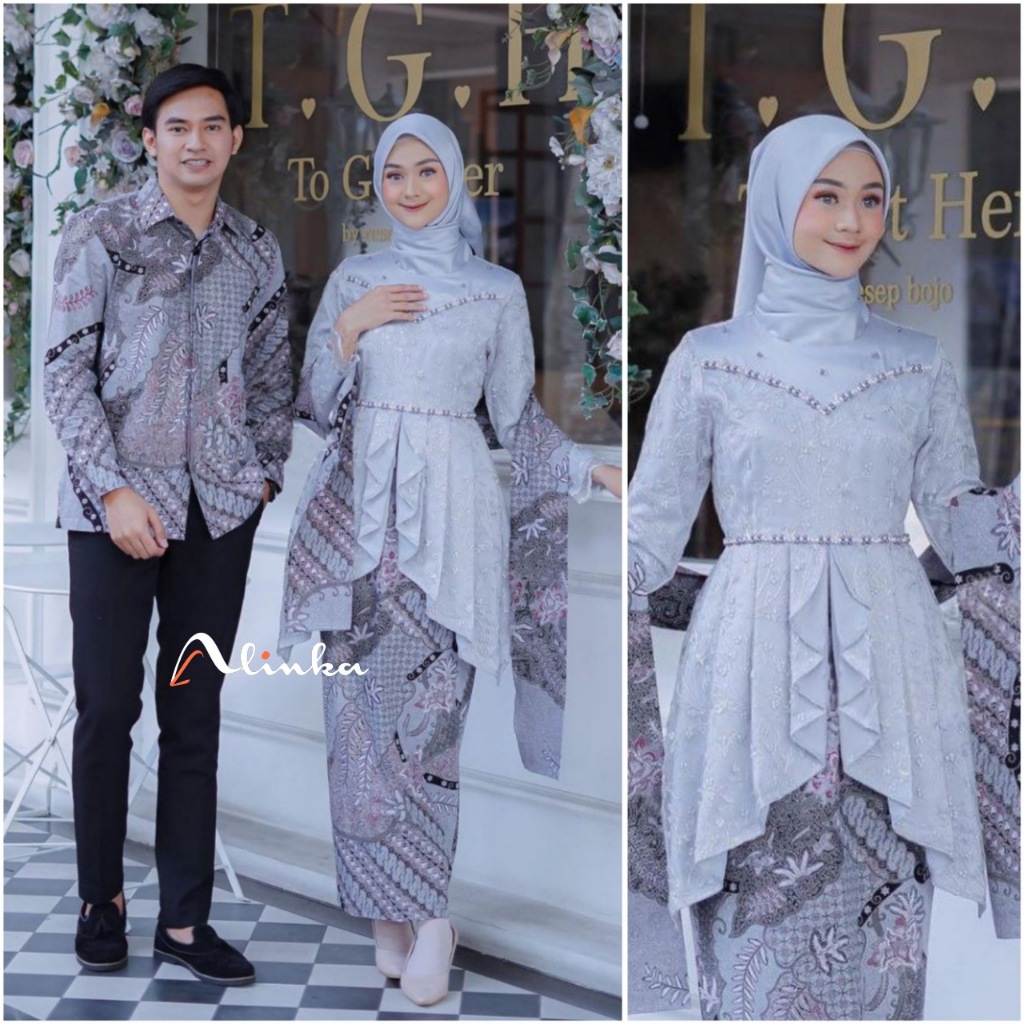 Jual Kebaya modern wisuda couple batik brukat remaja terbaru mewah - Main Image