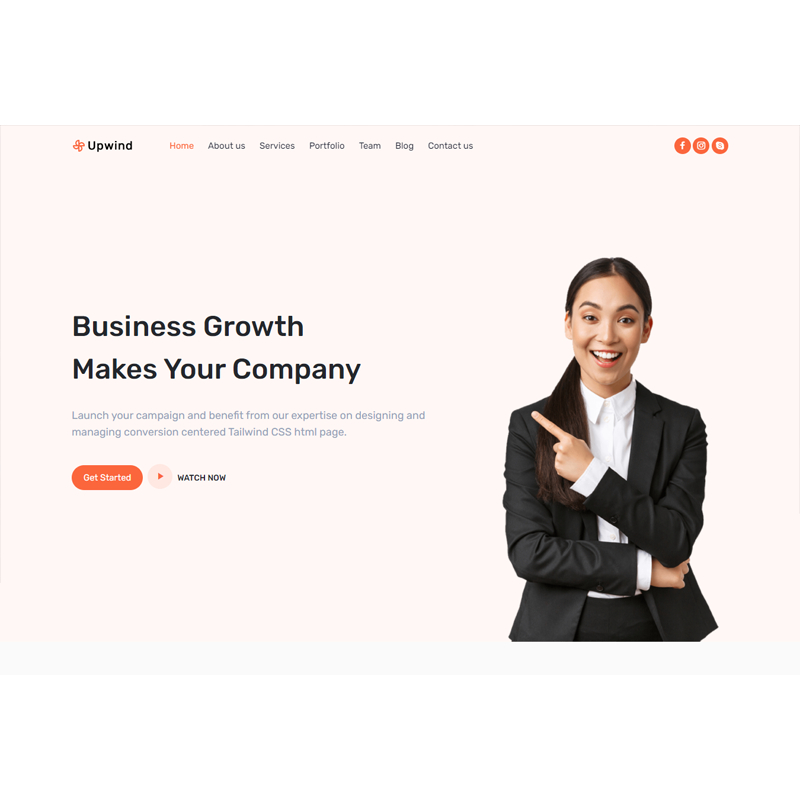 Jual Upwind v1.1 - Tailwind CSS React Premium Landing Page Web Template ...