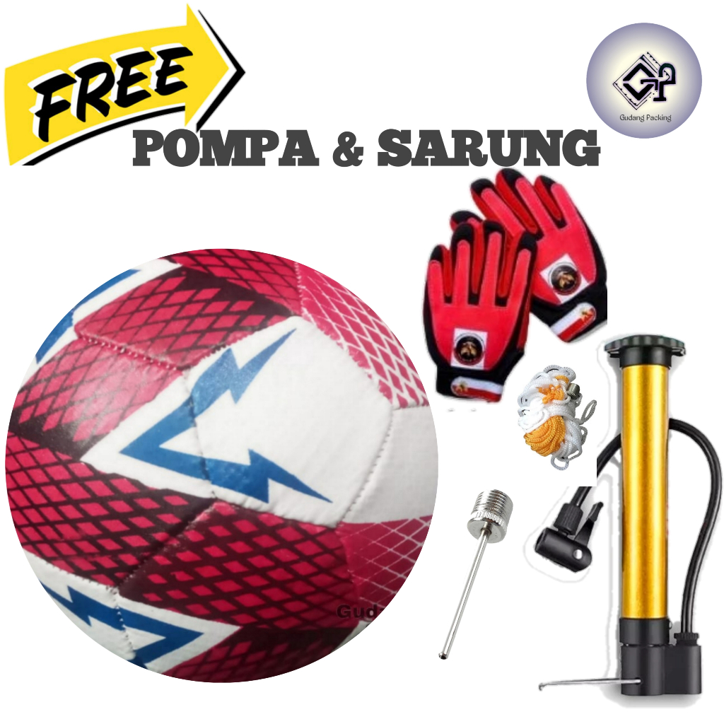 Jual Bola Sepak Size 5 Bahan Pu Blider Bonus Sarung Tangan Pompa Jaring ...