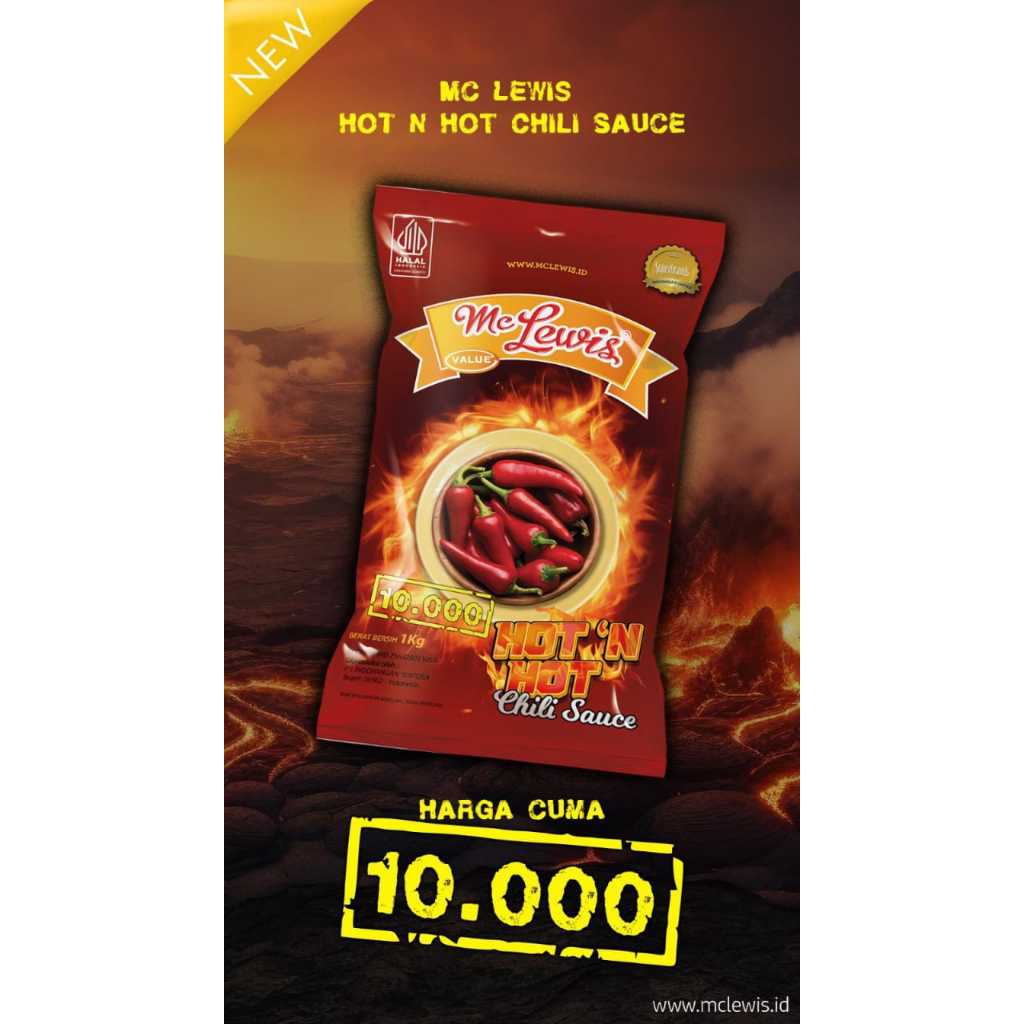 Jual Mc Lewis Hot N Hot Chili Sauce Value 1kg Saus Extra Hot