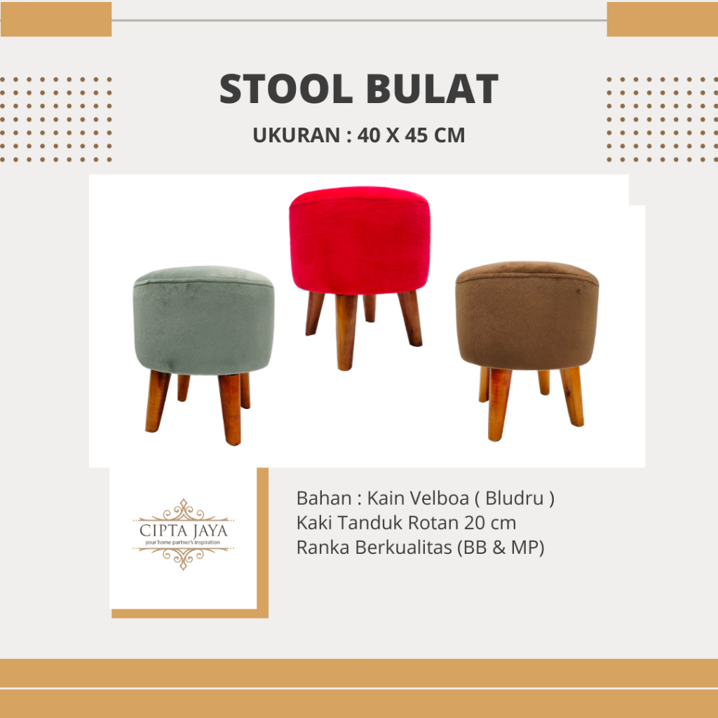 Jual Cipta Jaya Kursi Stool Bulat Puff Sofa Minimalis Modern