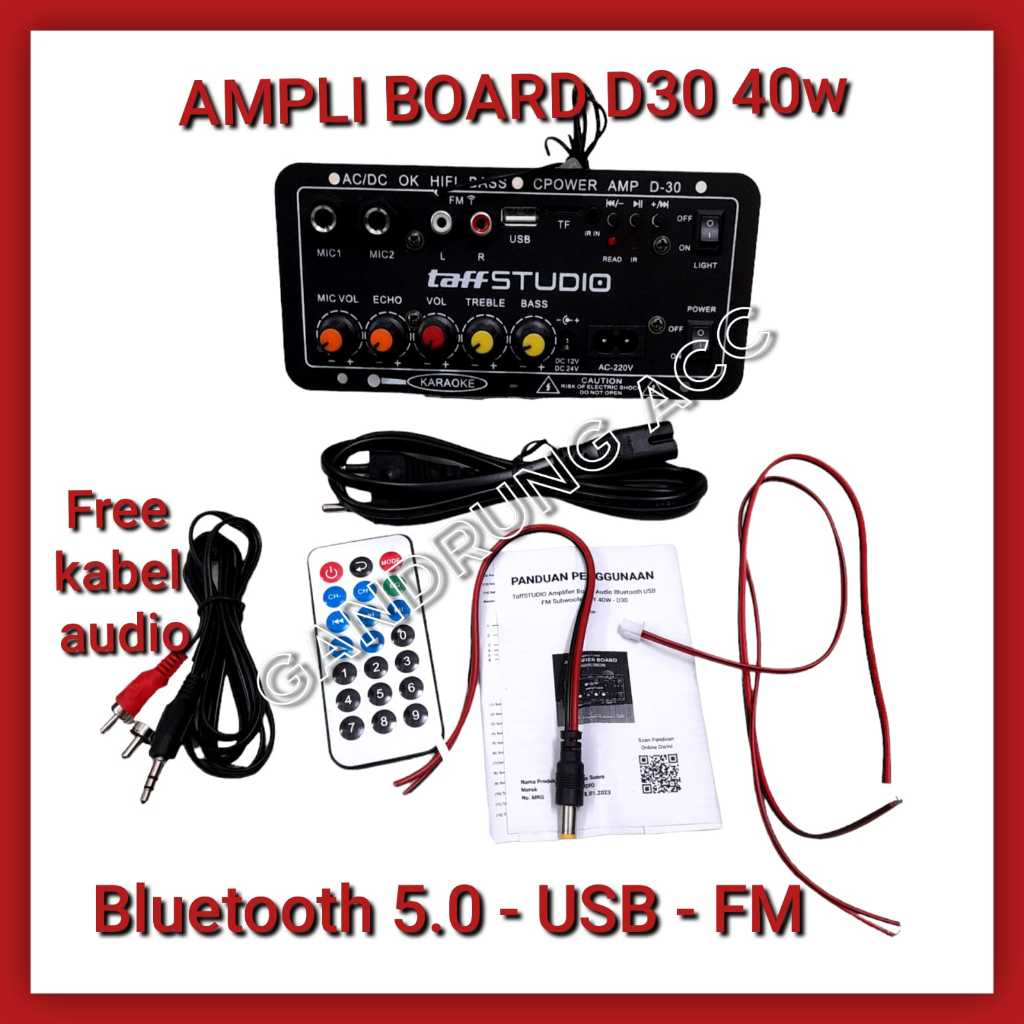 Jual AMPLI TaffSTUDIO Amplifier Board Audio Bluetooth 5.0 USB FM ...