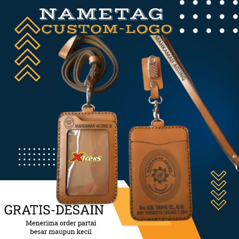 Jual [PROMO] Name Tag Custom logo perusahaan/ id card/ name tag kulit ...
