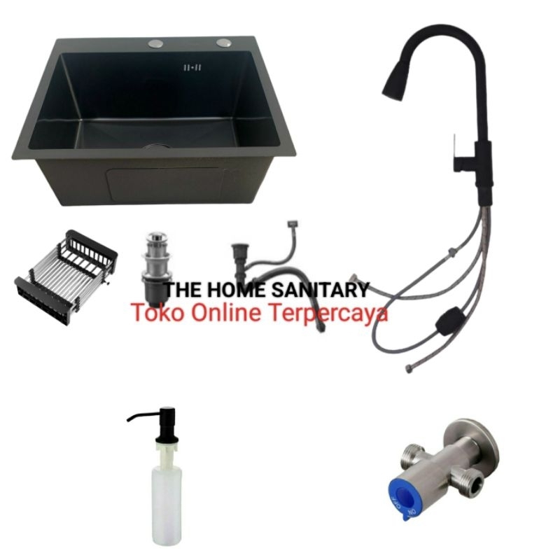 Jual Paket Lengkap Kitchen Sink Lunar Black Paket Kran Tarik Stainless Hitam Shopee Indonesia