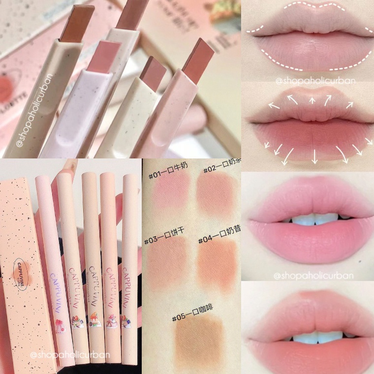 Jual Cappuvini Pencil Lip Liner Pencil Matte Lipstick Nude Color Lipstick Matte Lipliner