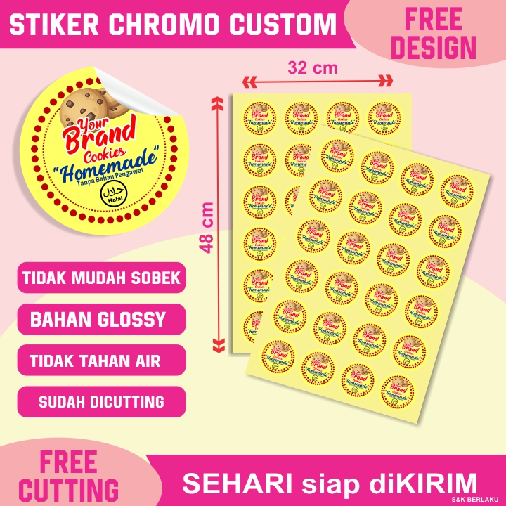 Jual Cetak Stiker Label Kemasan A3 Kromo Cutting Kotak Bulat Oval Custom Shopee Indonesia 3311