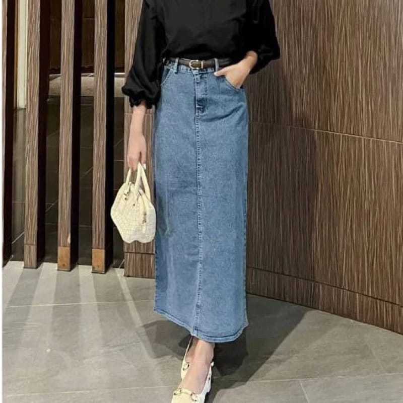 Jual Rok Panjang jeans Rok Span denim Skirt Rok Jeans Wanita Jumbo ...