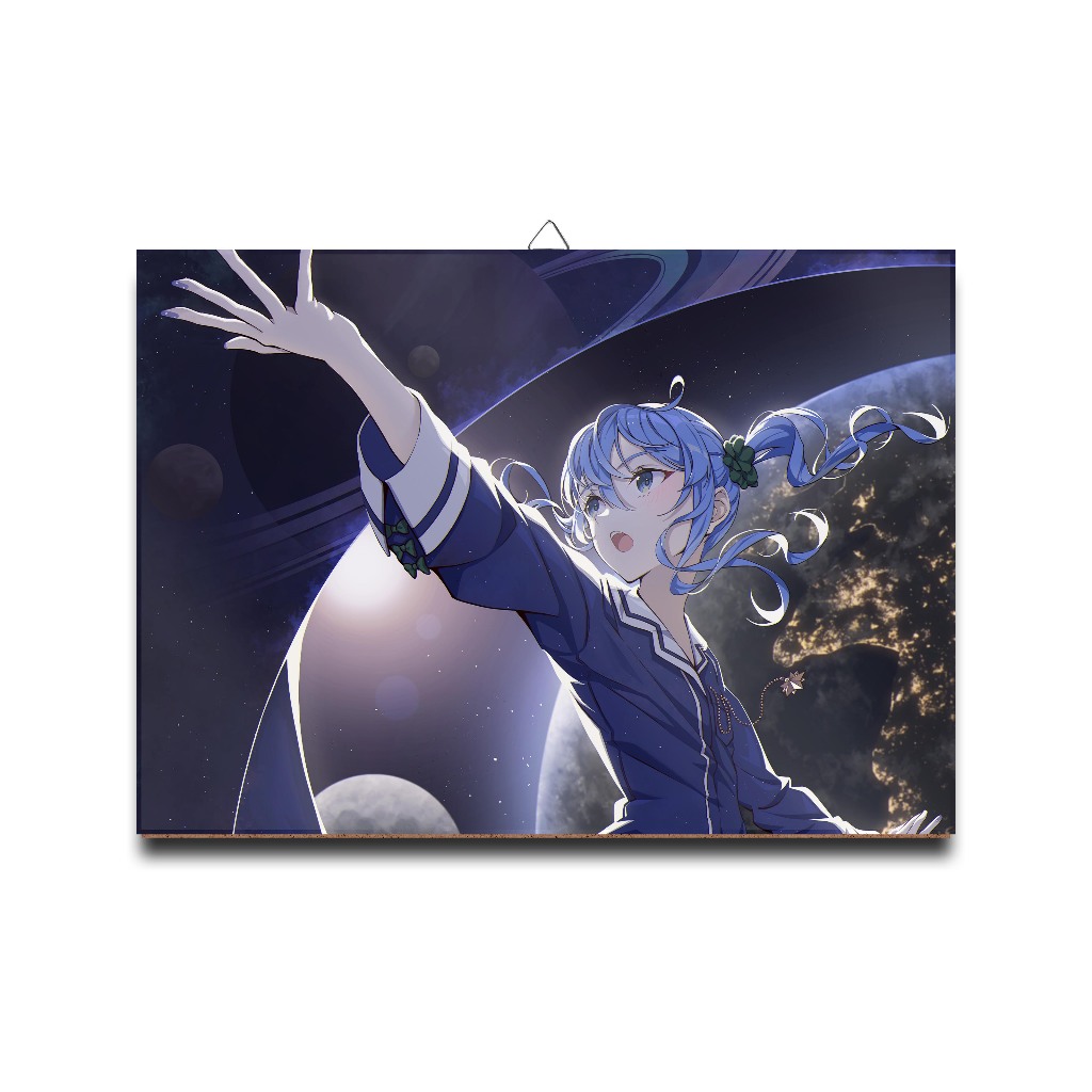 Jual Poster Dinding Kayu Anime Vtuber Hoshimachi Suisei Planet Holo