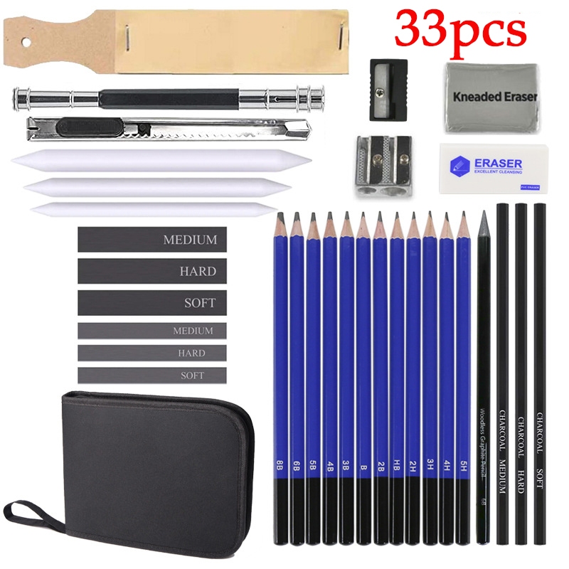 Jual 33pcs Set Sketch Pensil Pisau Penghapus Dan Pensil Gambar Untuk