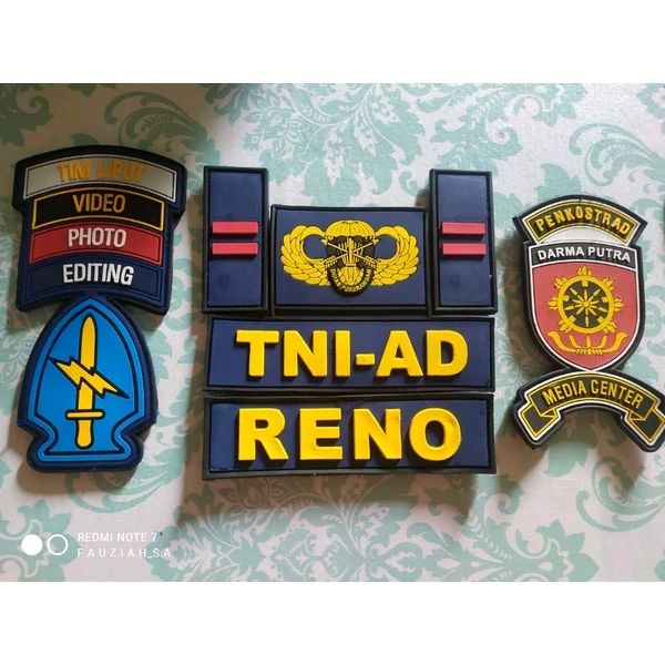 Jual Patch rubber badge custom nametag penkostrad penerangan tni ad ...