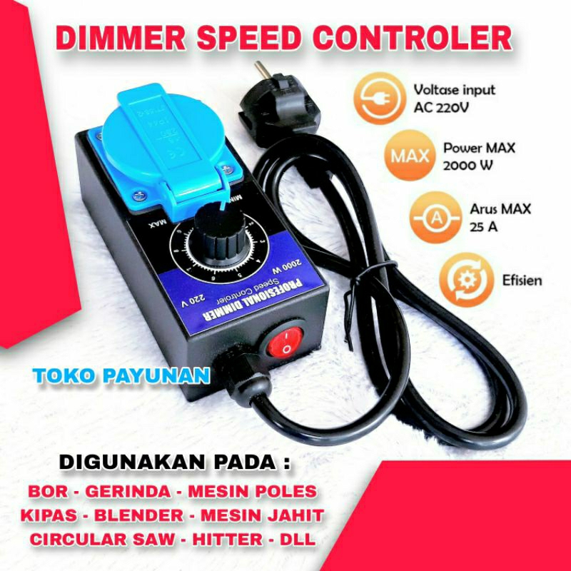 Jual DIMMER 2000 WATT PENGATUR KECEPATAN GERINDA BOR KIPAS DLL | Shopee ...