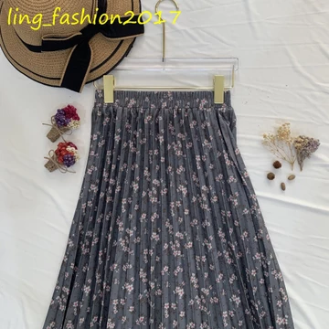 Rok Plisket Wanita Korean Style Rok Plisket Payung Motif Bunga Hyget Premium Rok Plisket Daisy