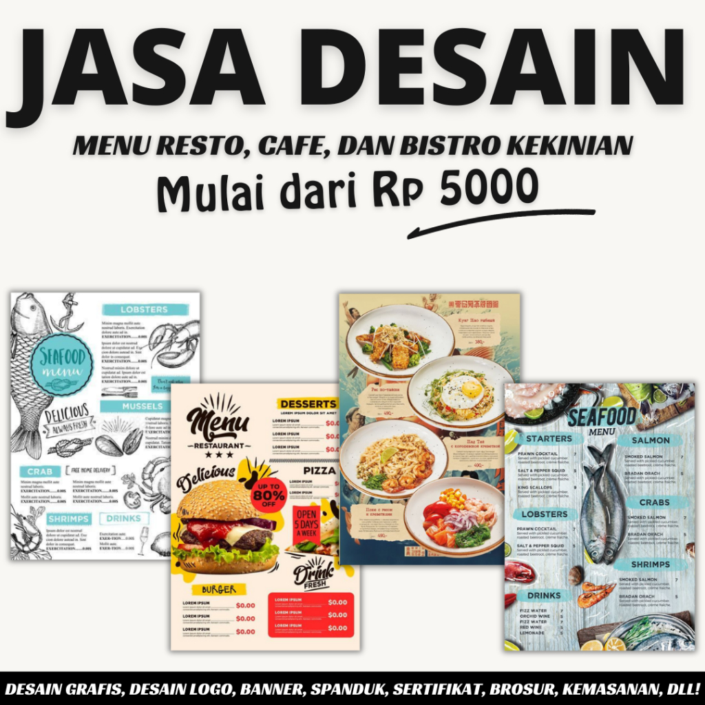 Jual Jasa Desain Daftar Menu Premium Buku Menu Restoran Menu Cafe Kekinian Shopee Indonesia 7162