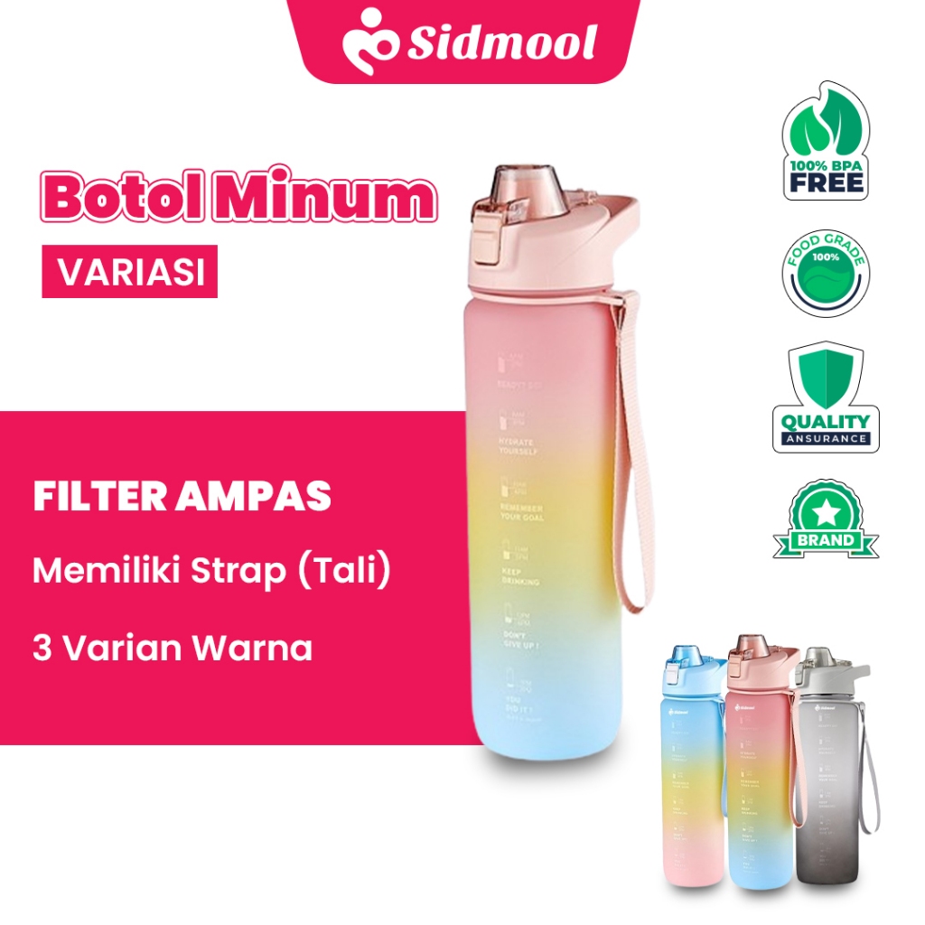 Jual Botol Minum Motivasi Liter Tutup Flip Botol Minum Pastel Liter