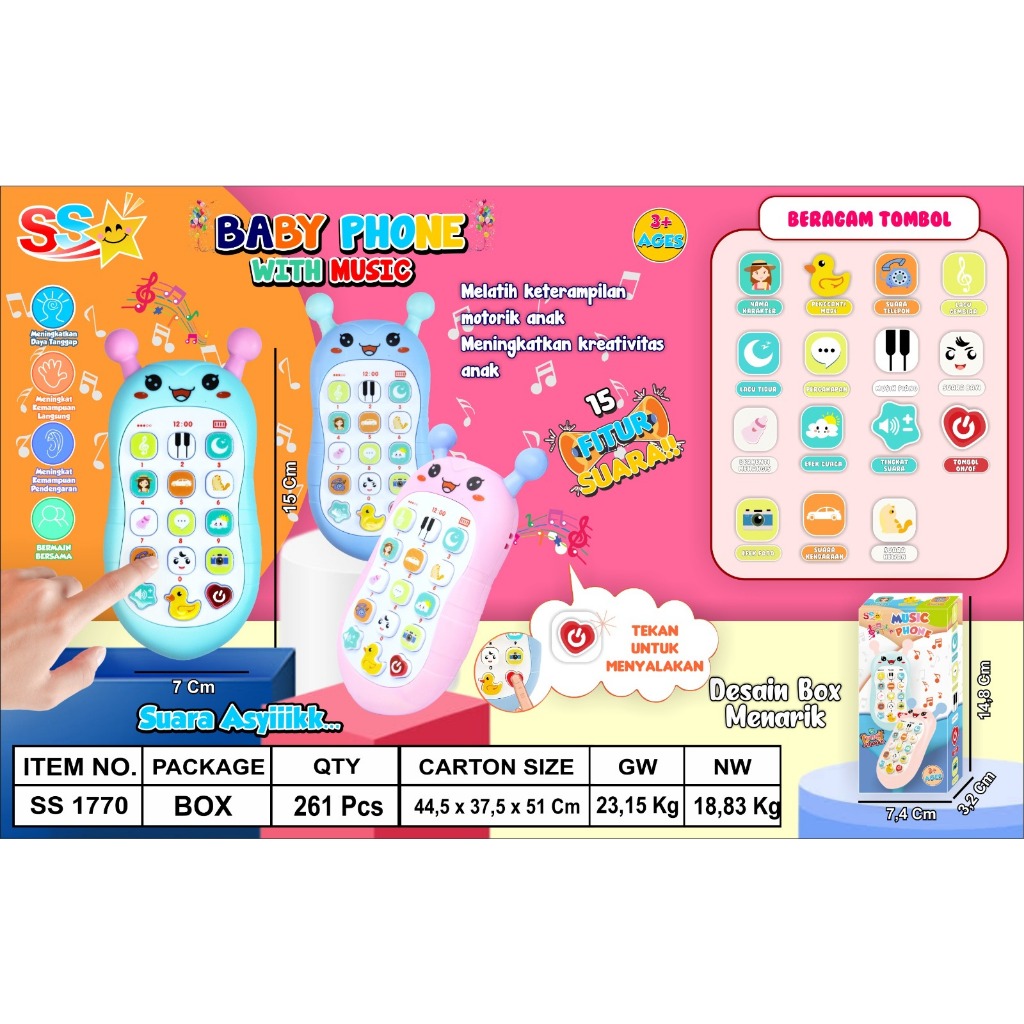 Jual MAINAN EDUKASI PONSEL BAYI/MAINAN HANDPHONE/TELEPON PENDIDIKAN ...