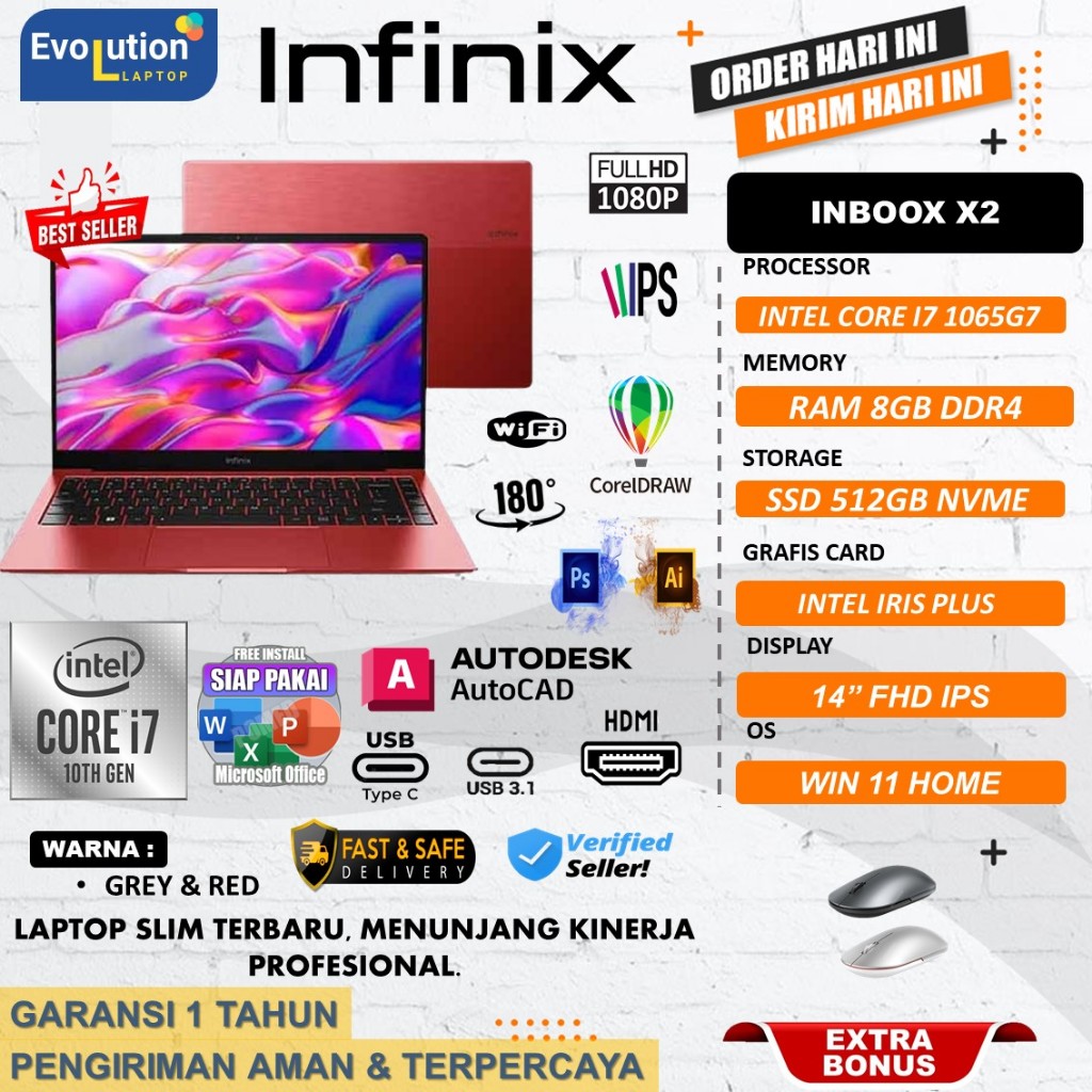Jual Laptop Infinix InBook X2 I7 1065G7 8GB 512GB SSD W11 14.0FHD IPS ...