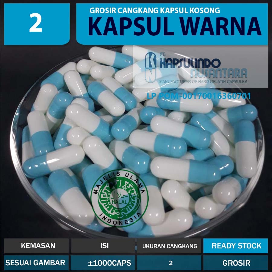 Jual cangkang kapsul kosong warna uk 2 isi 1000 capsul | Shopee Indonesia