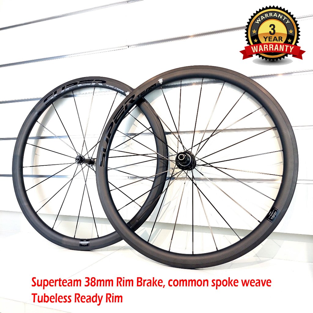 Jual Superteam 38mm Carbon Clincher Wheelset Road Bike - Rim Brake - Hub R13 | Shopee Indonesia