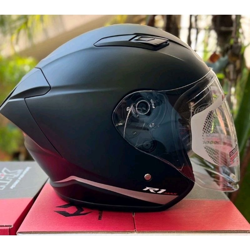 Jual NHK R1 MAX DOUBLE VISOR | BLACK DOFF | Helm Half Face Original SNI ...
