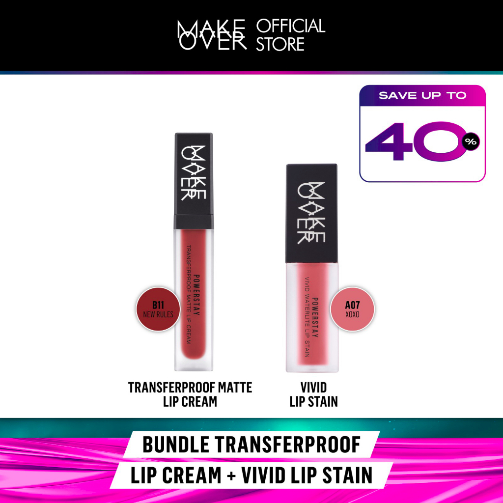 Jual Make Over Bundle Powerstay Transferpfoof Matte Lip Cream Powerstay Vivid Waterlite Lip 7723