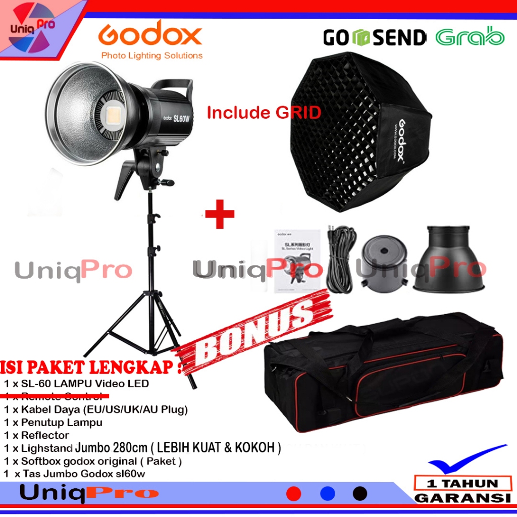 Jual Paket Lampu Video Godox SL60W, Softbox, Stand 