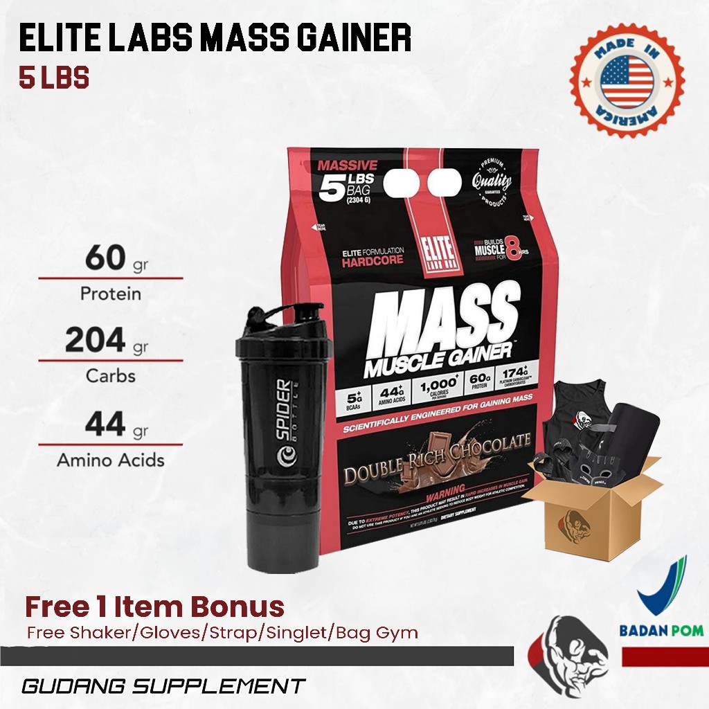 Jual Elite Labs Mass Muscle Gainer 5 Lbs Weight Gainer 5 Lbs Elitelabs ...