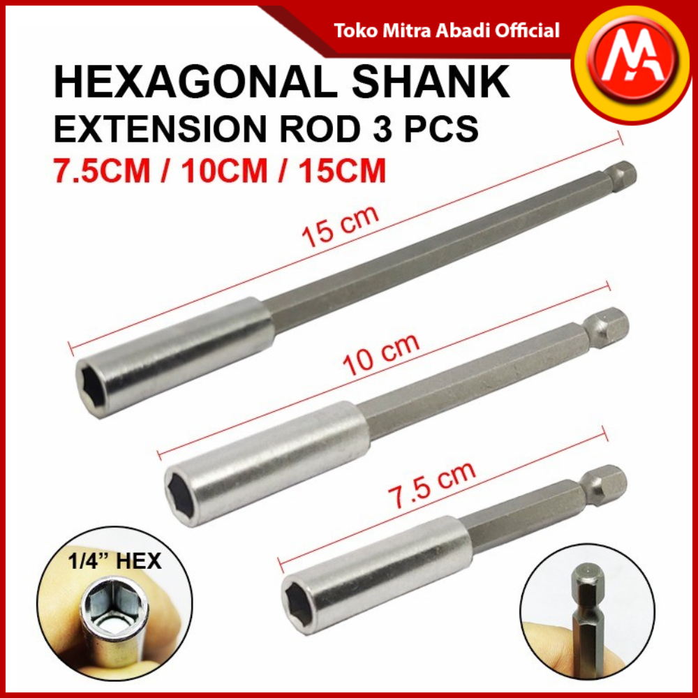 Jual Hexagonal / Hex Shank Extension Rod 1 SET = 3 PCS | Shopee Indonesia