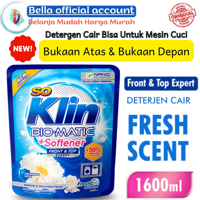 Jual SoKlin Biomatic Liquid Front and top Load Pouch 1600 ml | Shopee ...