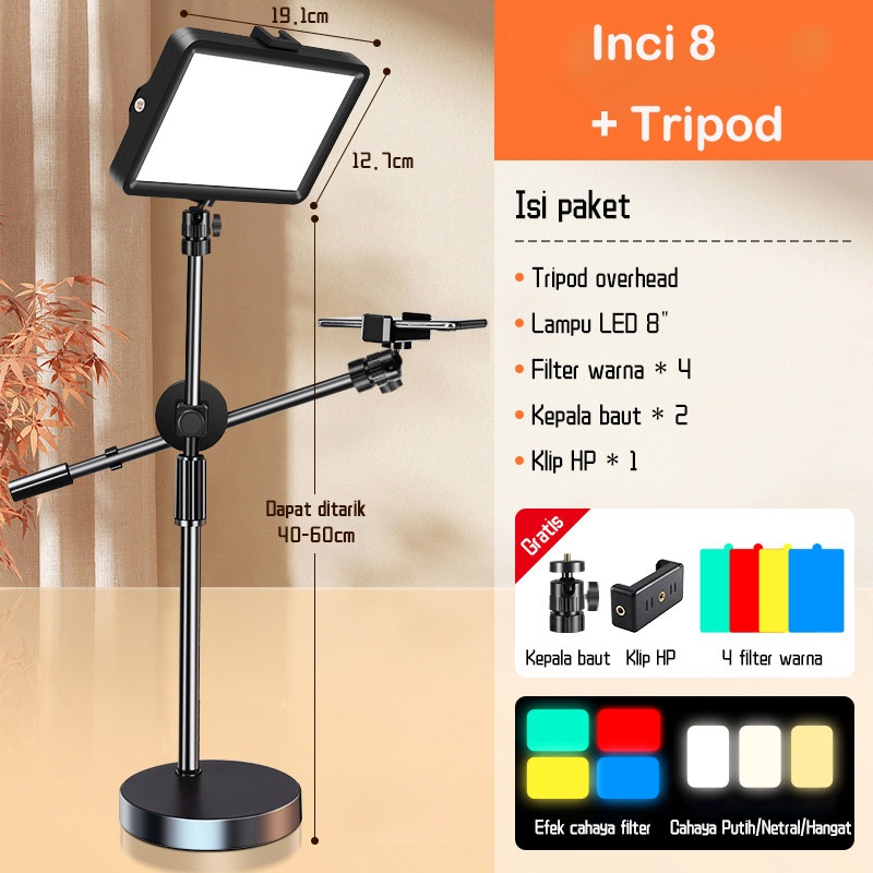 Jual 360° Led Lampu Stand 8 Inci Video Light Fill Light Tripod Lighting