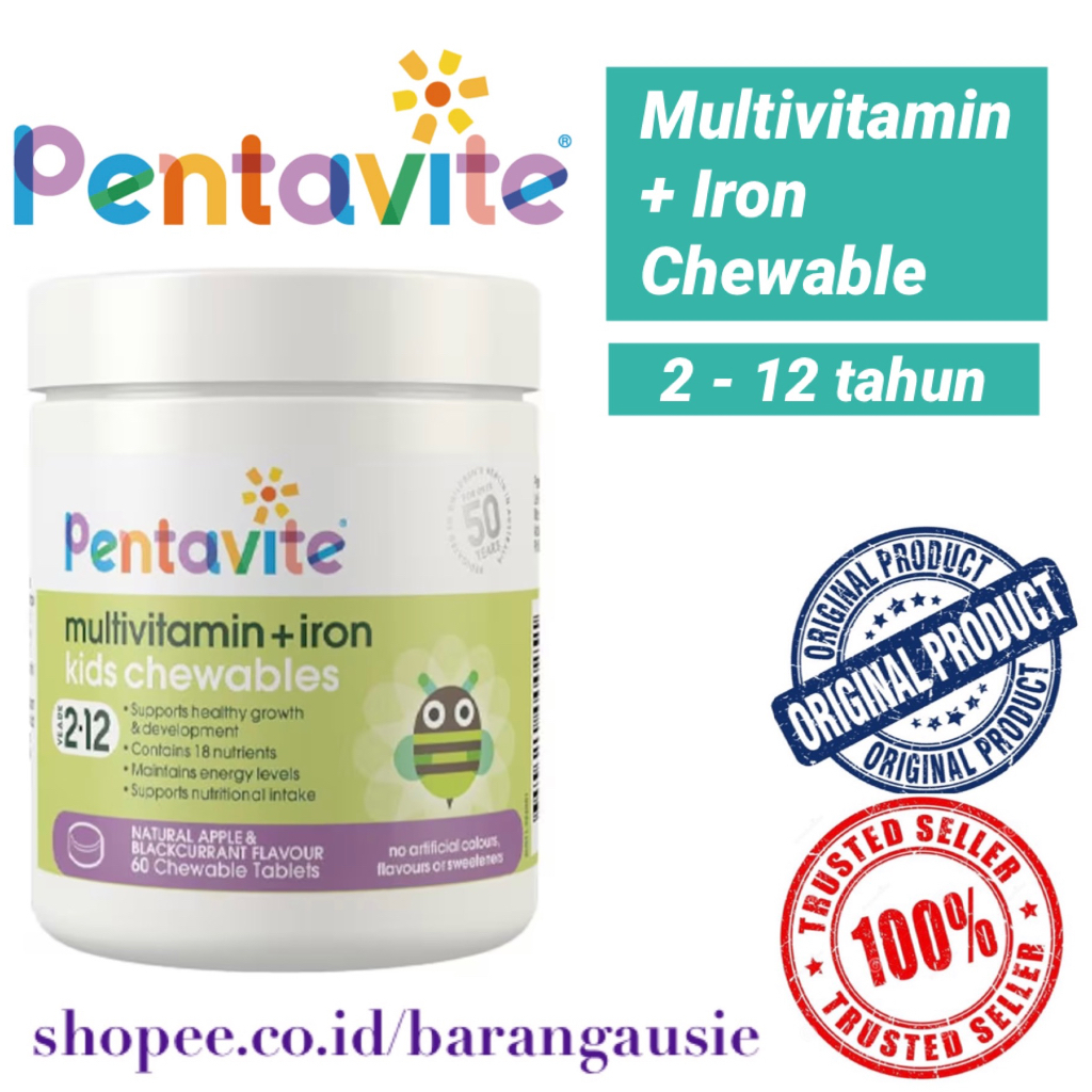 Jual Pentavite Multivitamin + Iron Kids 60 Chewable Tablets Shopee