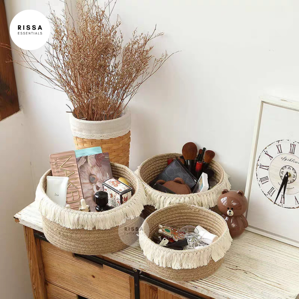 Jual [RISSA] Keranjang Tali Bulat Rumbai Minimalis Home Decor Modern ...