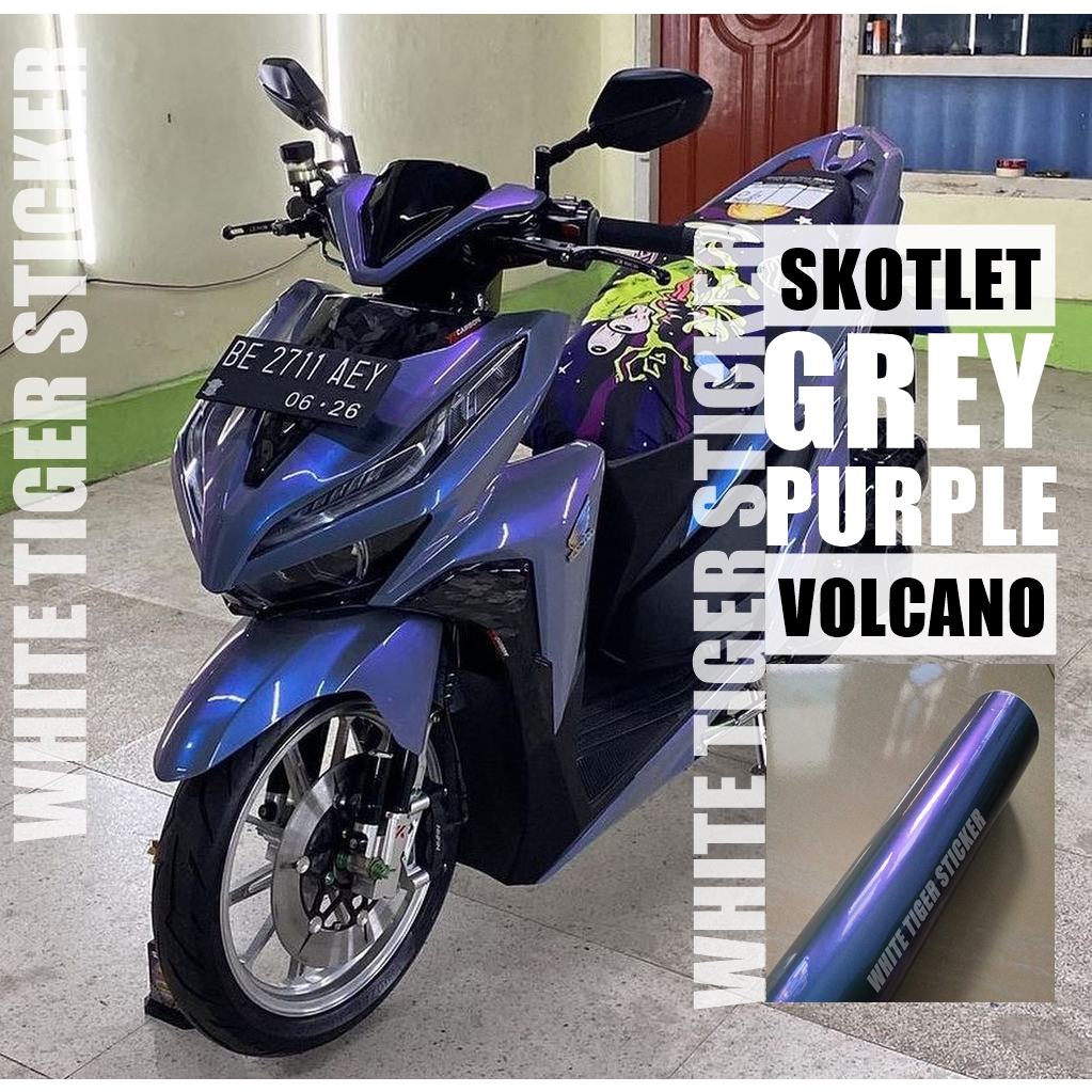 Jual Skotlet Stiker Motor Lembayung Grey Purple Scotlite Motor Silver