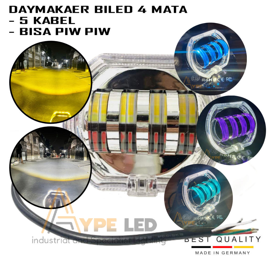 Jual Lampu Biled Daymaker 4 Lensa 8d Shroud Bmw Crystal Led Projie New