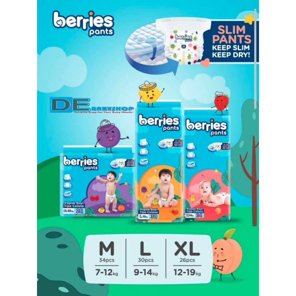 Jual BERRIES POPOK BABY BERRIES PANTS / TIPE CELANA M34 / L30 / XL26