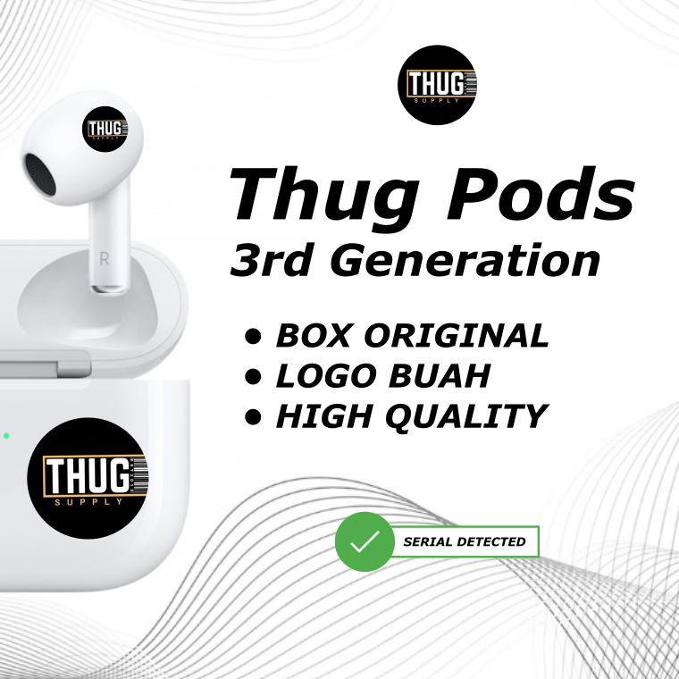 Jual [LOGO FULLSET COD ] THUG PODS TWS GEN 3 rd headset bluetooth ...