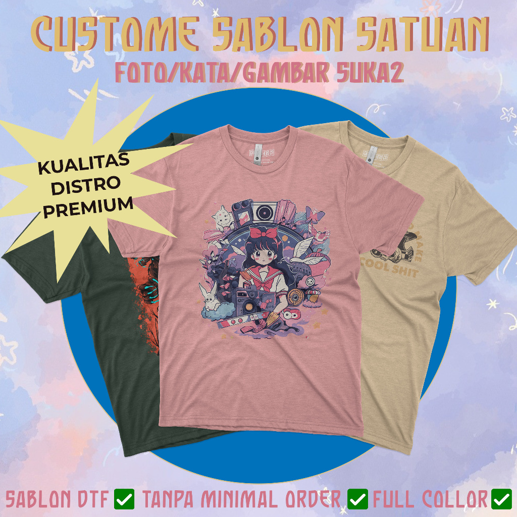 Jual Kaos Custom Sablon Sablon Dtf Full Colour Satuan Shopee