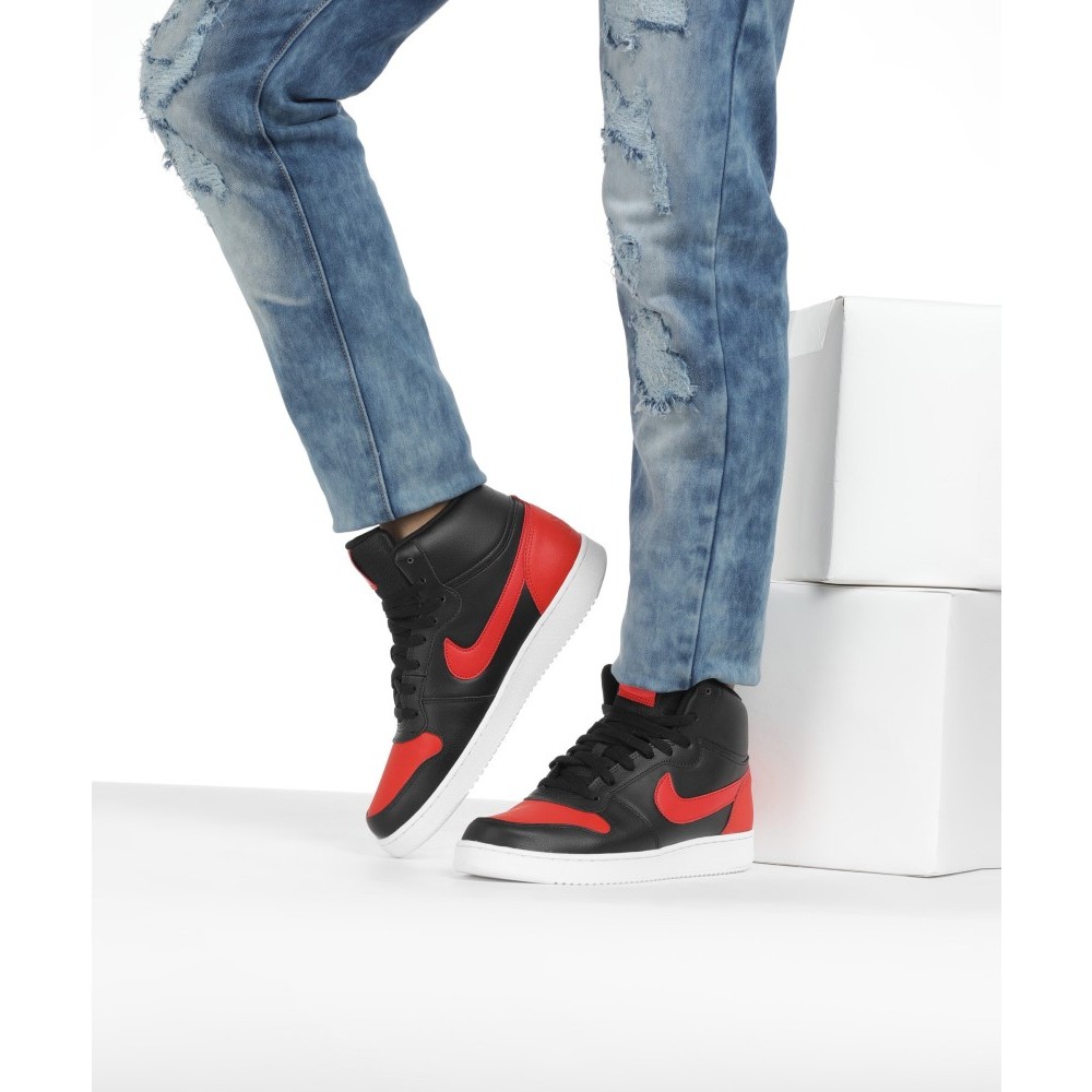 Jual Sepatu Casual Nike Ebernon Mid Black Red Original Shopee Indonesia