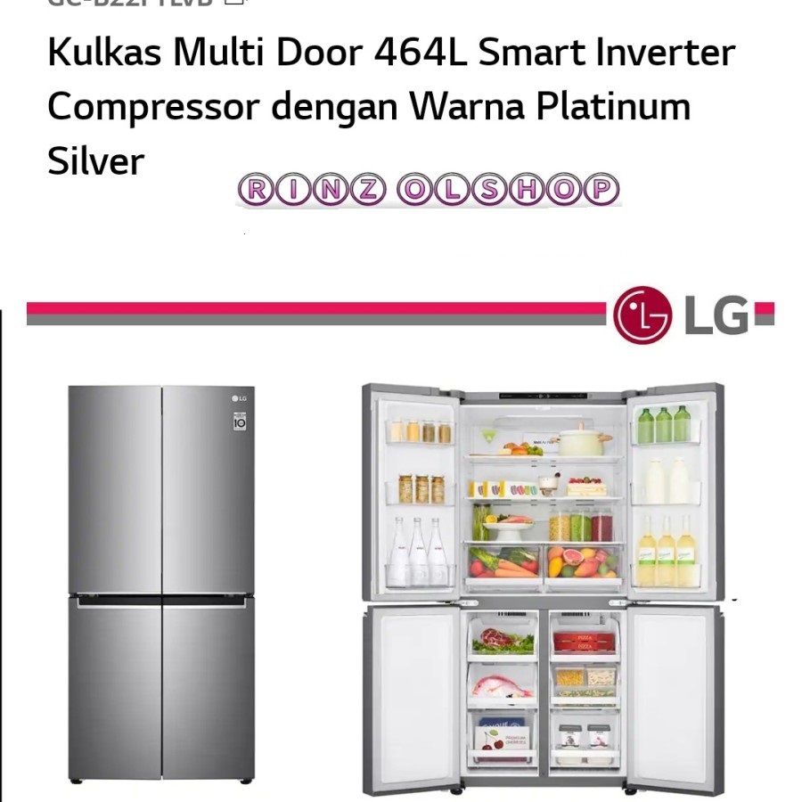 Jual LG GCB22FTLVB Kulkas Multi Door 4 Pintu Smart Inverter Compresor