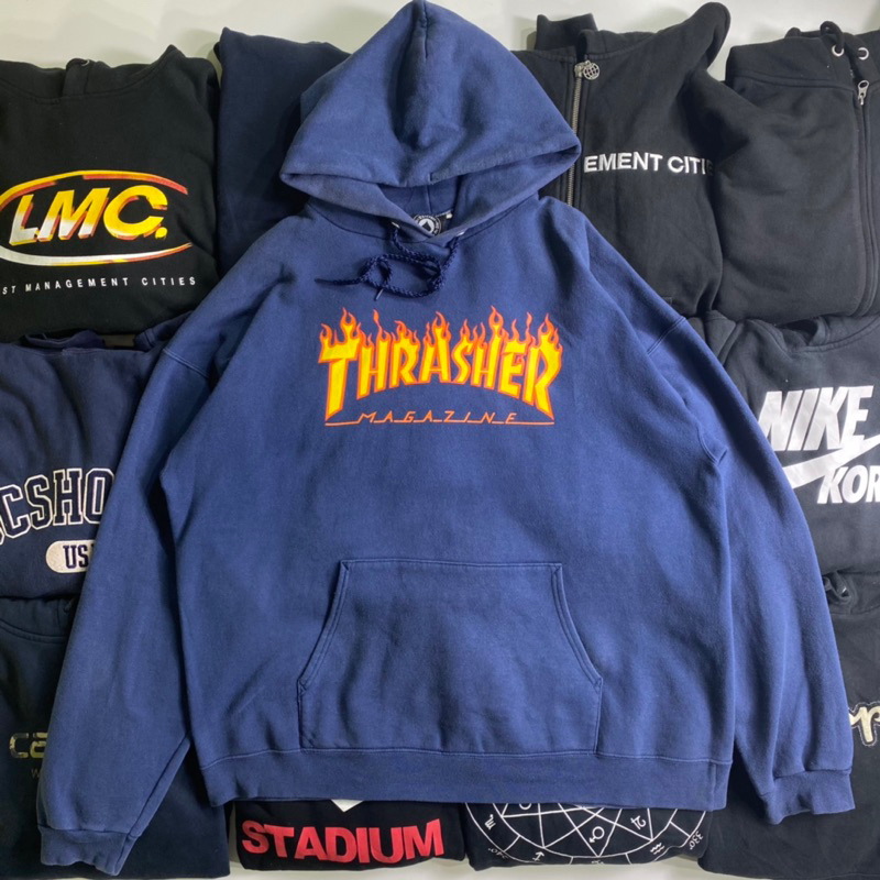 Thrasher hoodie blue on sale flame