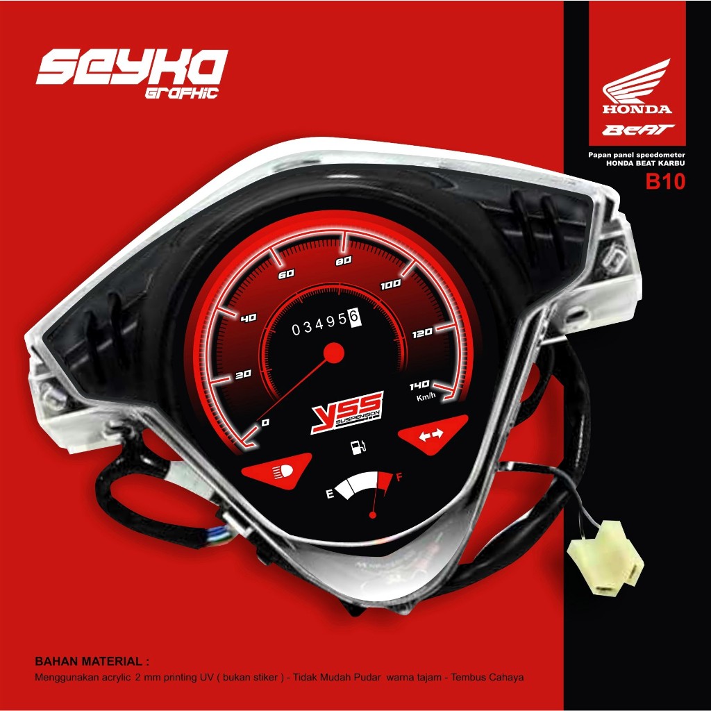 Jual Papan Panel Speedometer Honda Beat Karbu Akrilik tebal 2 mm ( yss