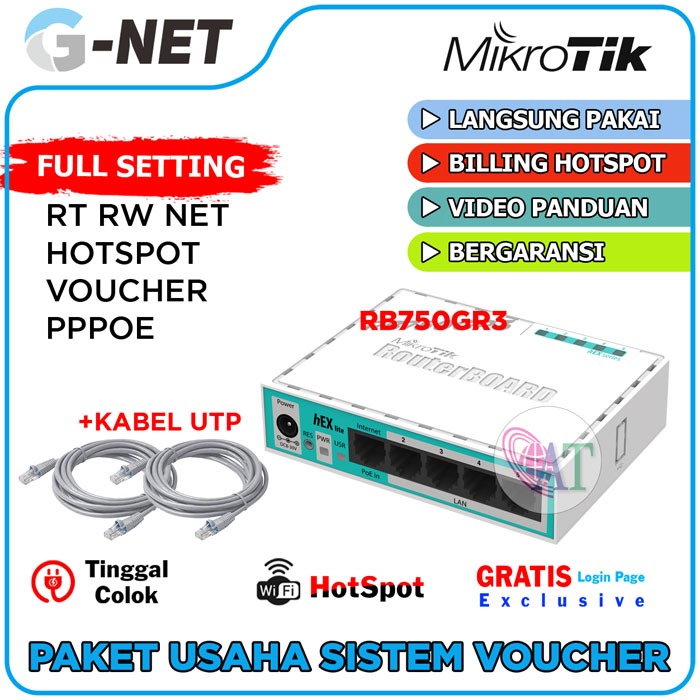 Jual Paket Usaha Sistem Voucher Hotspot Wifi Mikrotik RB750Gr3 Plus ...