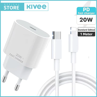 (HOT) KIVEE Charger iphone Fast Charging & kabel data Type C to Lightning PD20W combination Original