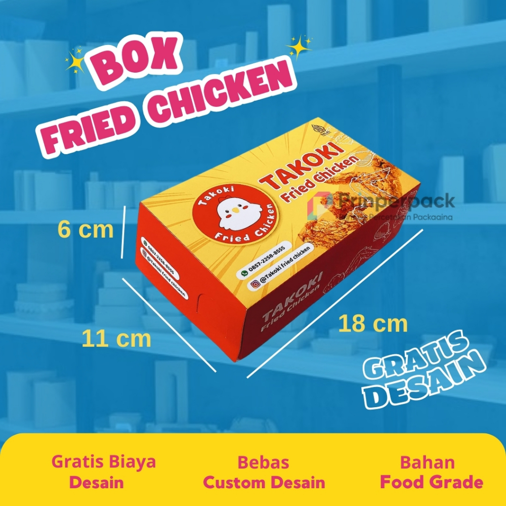 Jual CUSTOM PRINT FRIED CHICKEN BOX KEMASAN MAKANAN / box custom fried