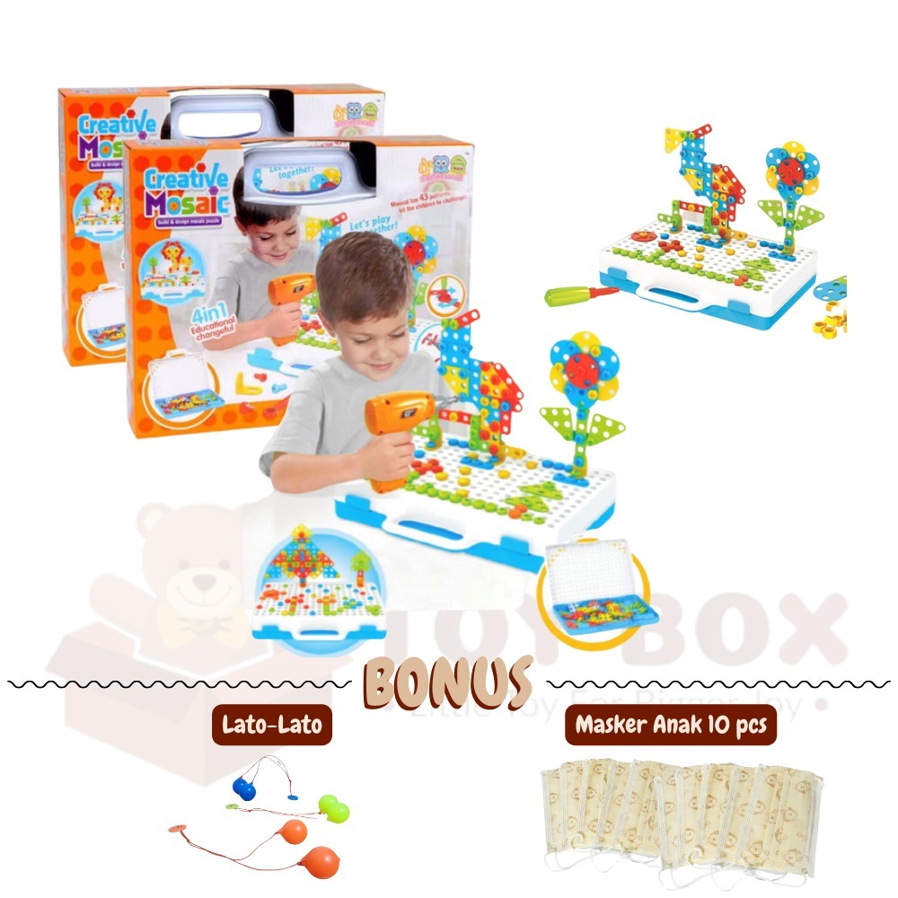 Jual Mainan Tukang Bor Anak - Creative Puzzle 3D Mosaic 237 Pcs Drill ...