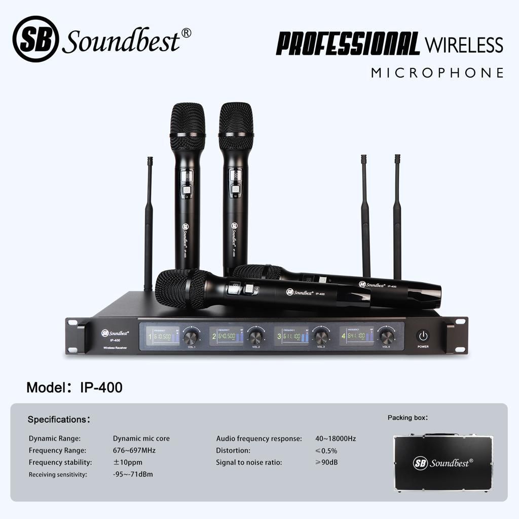 Jual mic wireless soundbest ip400 / ip - 400 UHF ( 4 microphone ...