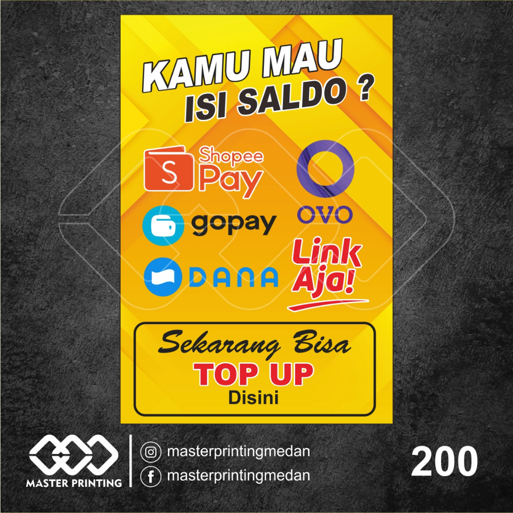 Jual 200 - STIKER Isi Saldo/TopUp E-Wallet, Sticker Vinyl, Premium ...