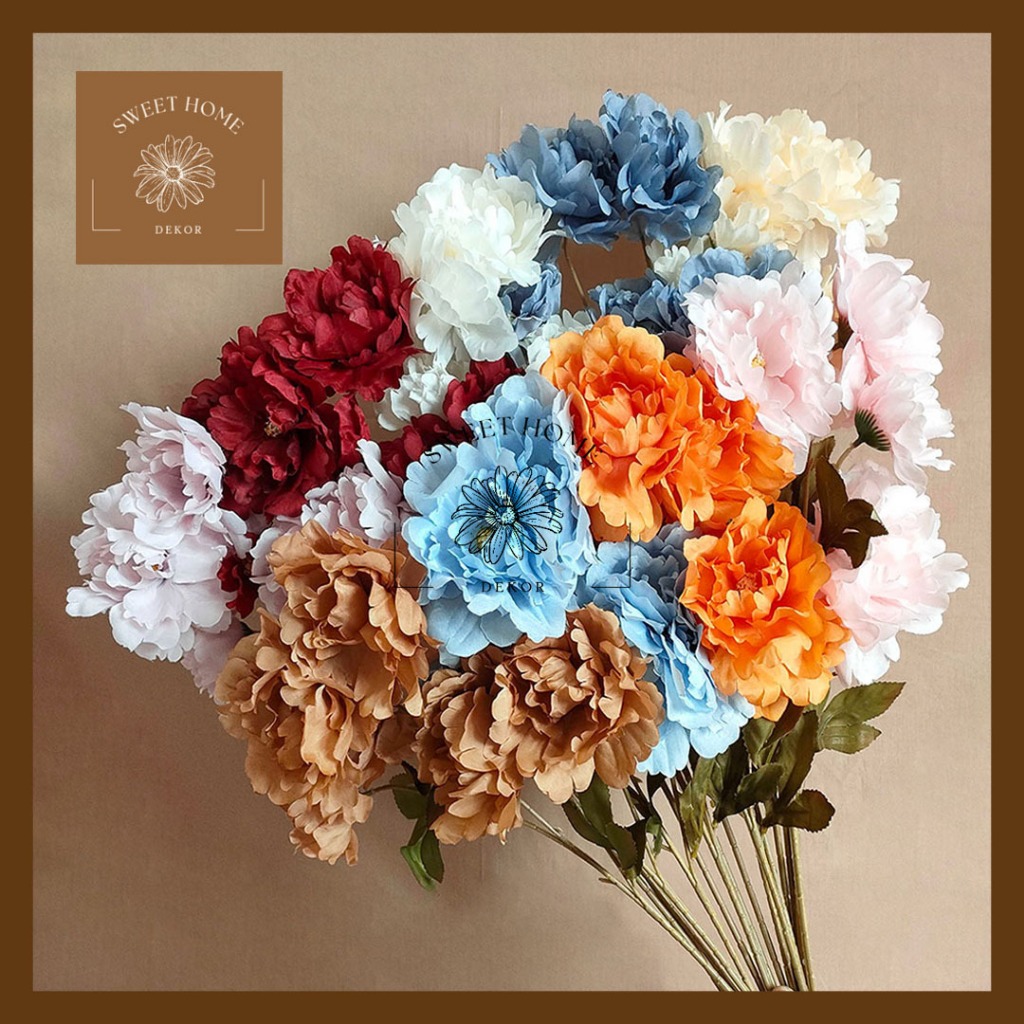 Jual Artificial Flower Kansas Peony Bunga Cabang Plastik Buatan Hias ...