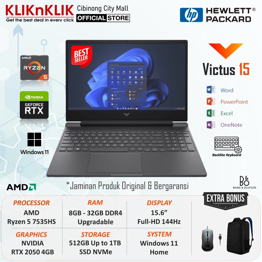  HP Victus 15 Gaming Laptop 2023 Newest, 15.6 FHD IPS 144Hz  Display, AMD 6-Core Ryzen 5 7535HS (i7-11800H), 16GB RAM, 512GB SSD, NVIDIA  GeForce RTX 2050, Backlit Keyboard, Wi-Fi 6, Windows